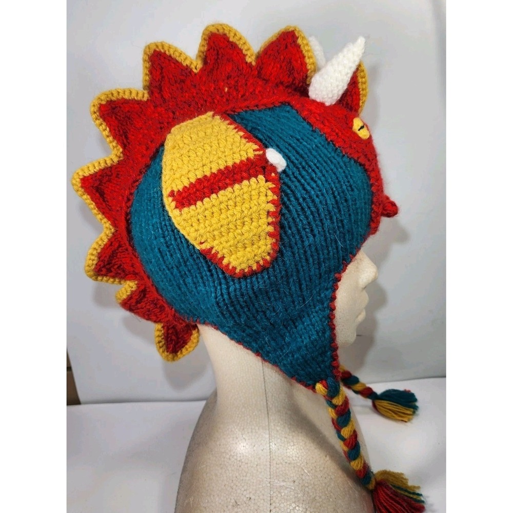 Andes‎ Gifts Hand Knit Dragon Hat Infant Toddler Alpaca Blend Winter Tie